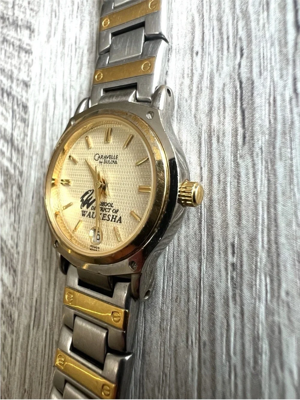 Caravelle by bulova Two-Tone Gold & Silver Watch — White Dial
